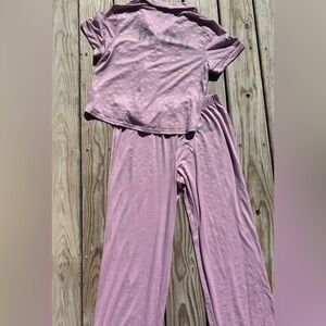 Juicy Couture Logo Pajama Set Bling Rhinestone Sleepwear Button Large Pink
